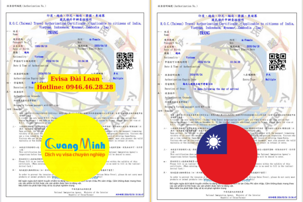 dich vu evisa đai loan - quang minh visa